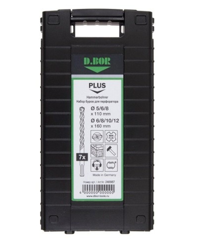 Набор буров SDS-plus V PLUS 7шт, 2-cutting (240987). Набор буров SDS-plus (5,6,8х110 мм; 6,8,10,12х160 мм). D.BOR в Пушкино