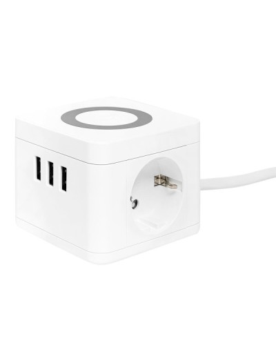 Удлинитель Куб 2 гнезда 3USB 2,4А+зарядное устройство 1,3 метра 1мм2. Удлинитель Куб. EKF в Пушкино