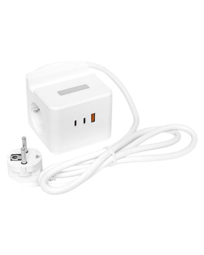 Удлинитель Куб 2 гнезда USB + 2Type C с быстрой зарядкой, подставкой под телефон и ночником 1,3 метра 1мм2. Удлинитель Куб. EKF в Пушкино
