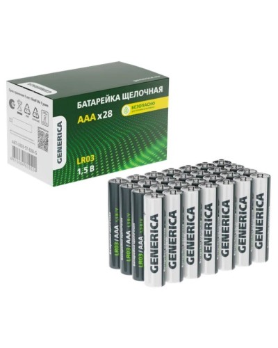 Батарейка Alkaline LR03/AAA GENERICA (28 шт) (ABT-LR03-ST-B28-G). Батарейка щелочная. IEK в Пушкино
