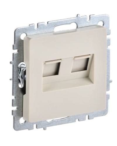 Розетка RJ45 РК10-2-БрКр кат.5E, бежевый BRITE (BR-K20-1-K10). Розетка компьютерная двойная. IEK в Пушкино