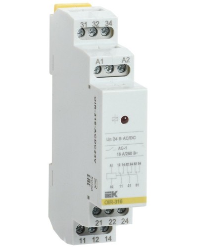 Реле промежуточное модульное OIR 3 контакта 16А 24В AC/DC (OIR-316-ACDC24V). Реле промежуточное модульное. IEK в Пушкино