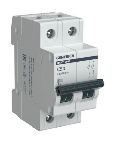 GENERICA ВА47-29М 2P C 50А 4,5кА (MVA21-2-050-C-G). Автоматический выключатель. IEK в Пушкино