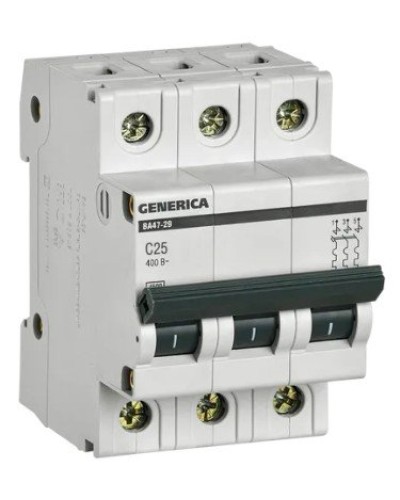 GENERICA ВА47-29 3P C 25А 4,5кА (MVA25-3-025-C). Автоматический выключатель. IEK в Пушкино
