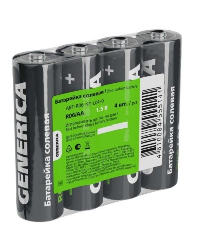 Батарейка солевая R06/AA GENERICA (4 шт) (ABT-R06-ST-L04-G). Батарейка солевая. IEK в Пушкино