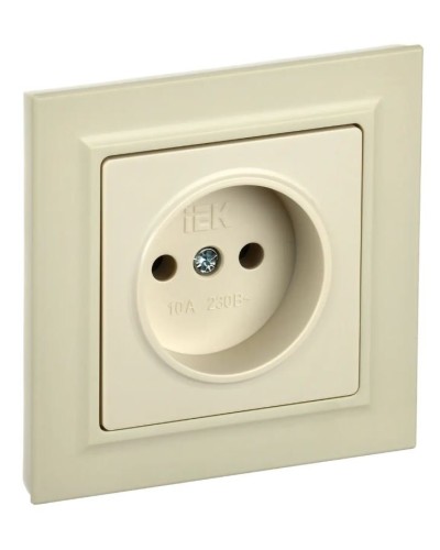 Розетка без з/к в сборе РСР10-1-0-БрКр бежевый BRITE (BR-R10-10-K10-F). Розетка без заземления без защитных шторок. IEK в Пушкино