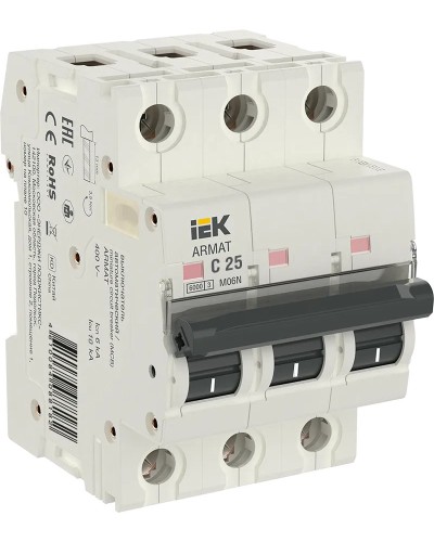 M06N 3P C 25А 6кА ARMAT (AR-M06N-3-C025). Автоматический выключатель. IEK в Пушкино