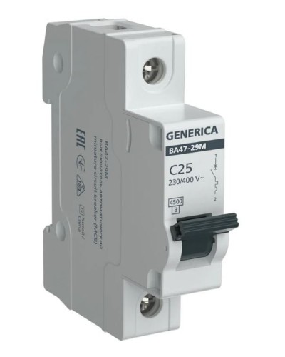 GENERICA ВА47-29М 1P C 25А 4,5кА (MVA21-1-025-C-G). Автоматический выключатель. IEK в Пушкино