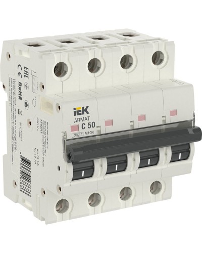 M10N 4P C 50А 10кА ARMAT (AR-M10N-4-C050). Автоматический выключатель. IEK в Пушкино