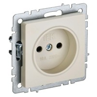Розетка без з/к РСш10-2-БрКр бежевый BRITE (BR-R13-10-K10). Розетка без заземления с защитными шторками. IEK