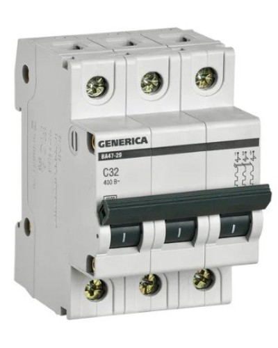 GENERICA ВА47-29 3P C 32А 4,5кА (MVA25-3-032-C). Автоматический выключатель. IEK в Пушкино