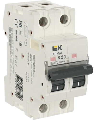 M06N 2P B 20А 6кА ARMAT (AR-M06N-2-B020). Автоматический выключатель. IEK в Пушкино