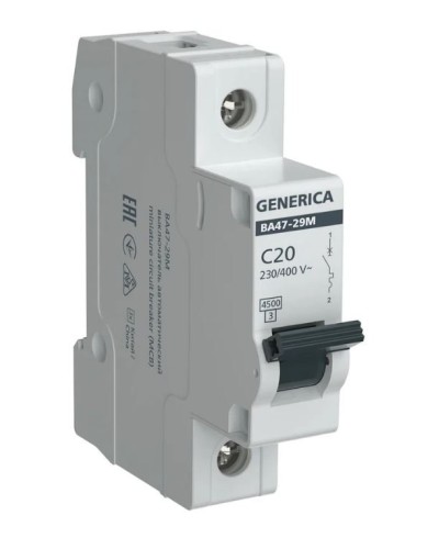 GENERICA ВА47-29М 1P C 20А 4,5кА (MVA21-1-020-C-G). Автоматический выключатель. IEK в Пушкино