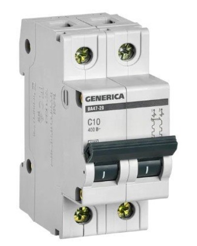GENERICA ВА47-29 2P C 10А 4,5кА (MVA25-2-010-C). Автоматический выключатель. IEK в Пушкино