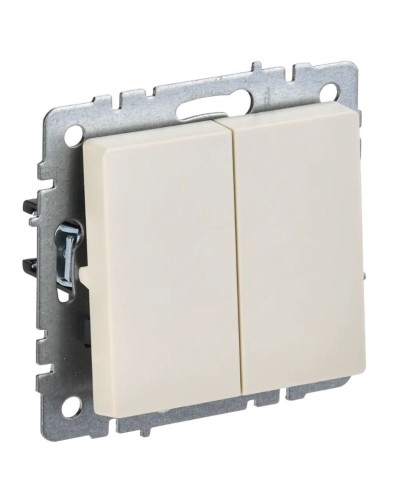 Выключатель 2-клавишный проходной ВС10-2-6-БрКр бежевый BRITE (BR-V22-0-10-K10). Выключатель. IEK в Пушкино