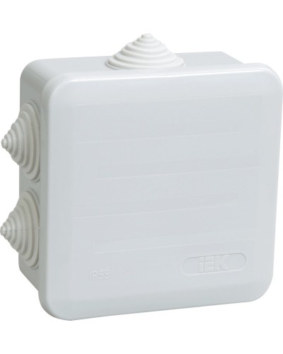 Коробка распаячная КМ41255 100х100х50 открытой проводки IP44 6 гермовводов серая (UKOZ11-100-100-050-K41-44). Коробка распаячная безгалогенная (HF) с защелкивающейся крышкой. IEK в Пушкино