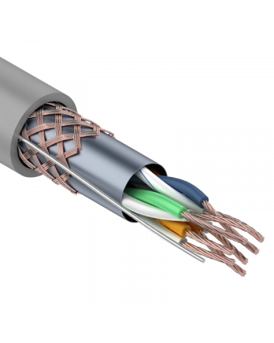 SF/UTP, CAT 5e, PVC, 4PR, 24AWG, INDOOR, STRANDED, серый, 305м, REXANT (01-0343). Кабель «витая пара» (LAN) для структурированных систем связи. Rexant в Пушкино