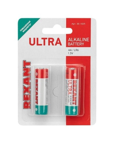 Ультра алкалиновая батарейка AA/LR6 1,5 V 2 шт. блистер REXANT (30-1025). Элемент питания. Rexant в Пушкино