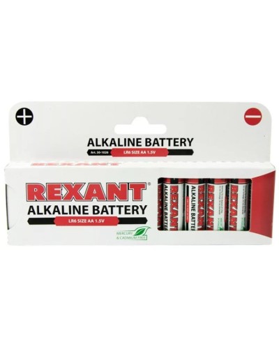 Алкалиновая батарейка AA/LR6 1,5 V 12 шт. REXANT (30-1026). Элемент питания. Rexant в Пушкино