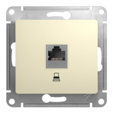 Glossa розетка RJ45 1-местная, кат. 5Е, скрытой установки, механизм, бежевый (GSL000281K). Розетка компьютерная. Systeme Electric