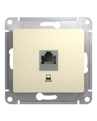 Glossa розетка RJ45 1-местная, кат. 5Е, скрытой установки, механизм, бежевый (GSL000281K). Розетка компьютерная. Systeme Electric в Пушкино