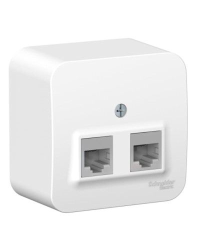 BLANCA розетка RJ45 2-местная, кат. 5Е, открытой установки, белый (BLNIA045451). Розетка компьютерная с изолированной пластиной. Systeme Electric в Пушкино
