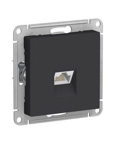 AtlasDesign розетка RJ45, кат. 5Е, 1-местная, скрытой установки, механизм, карбон (ATN001083). Розетка компьютерная. Systeme Electric в Пушкино