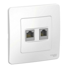 BLANCA розетка RJ45+RJ11 2-местная, кат. 5Е, скрытой установки, белый (BLNIS045111). Розетка компьютерная + телефонная. Systeme Electric
