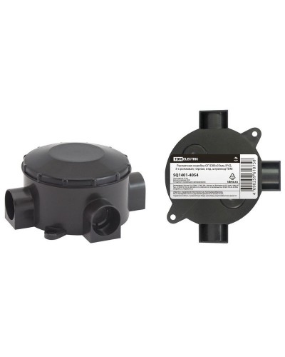 Распаячная коробка ОП D80х35мм, IP42, 3-х рожковая, черная TDM (SQ1401-4054). Распаячная коробка ОП. TDM ЕLECTRIC в Пушкино