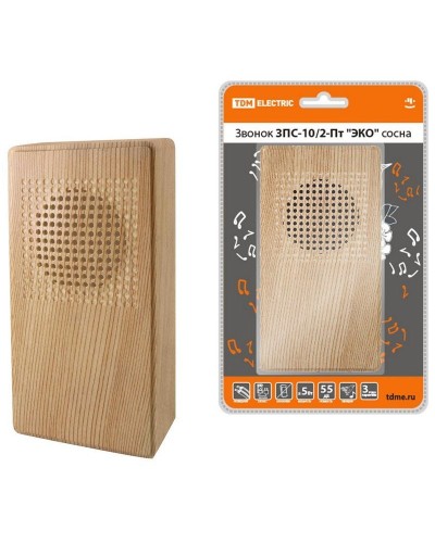 ЗПС-10/2-Пт ЭКО сосна, птичка, без кнопки, AC 230V (SQ1901-0026). Звонок проводной. TDM ЕLECTRIC в Пушкино
