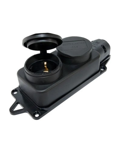 Розетка двухместная 2Р+РЕ 16А 250В IP44 (SQ0612-0037). Розетка двухместная с заглушками каучук. TDM ЕLECTRIC в Пушкино