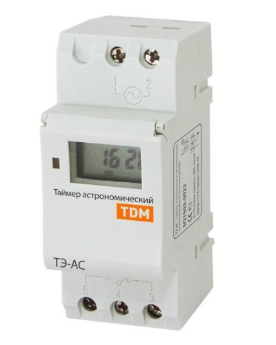 ТЭ-АС-1мин/24ч-8on/off-16А-DIN (астрономический) TDM (SQ1503-0023). Таймер электронный. TDM ЕLECTRIC в Пушкино