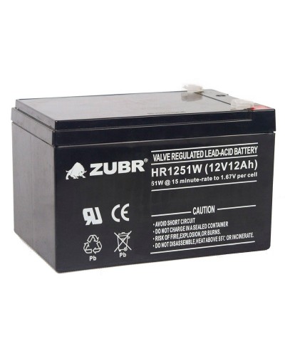 ZUBR HR 1251W (12V, 12Ah). Аккумулятор герметичный свинцово-кислотный. ZUBR в Пушкино