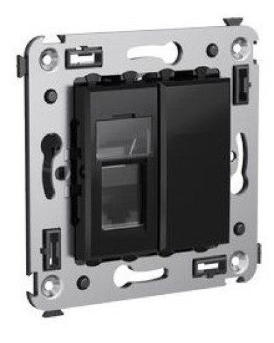 Розетка RJ-45 в стену Avanti одинарная черный квадрат (4402463). Розетка компьютерная. ДКС в Пушкино