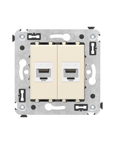 Розетка RJ-45 в стену, кат.5E, Avanti, двойная, ванильная дымка (4405664). Розетка компьютерная. ДКС в Пушкино