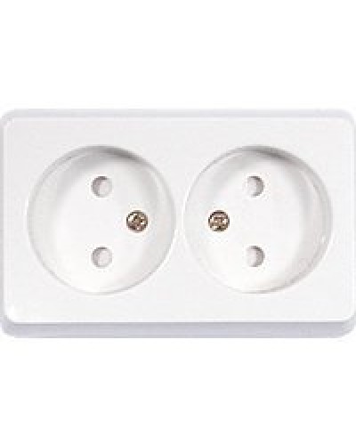 Розетка двойная открытой установки без з/к, белый, LK Standard (813604). Розетка без заземляющих контактов с защитными шторками. Экопласт в Пушкино