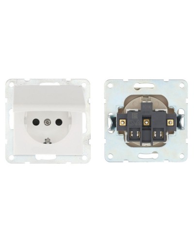 Розетка с з/к, шторками и крышкой, белый LK80 (843404-1). Розетка. Экопласт в Пушкино