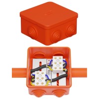 Коробка JBS080 85х85х50, 6 вых., 4P (0,15-6,0 мм²) (43211HF). Коробка монтажная, огнестойкая, без галогена. Экопласт