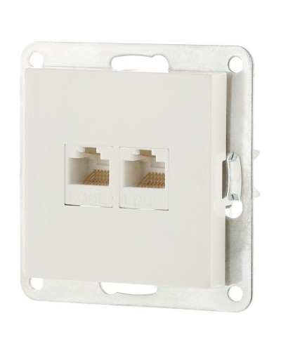 Розетка 2xRJ-45 кат.5е с накладкой, белый LK80 (846204-1). Розетка компьютерная двойная. Экопласт в Пушкино