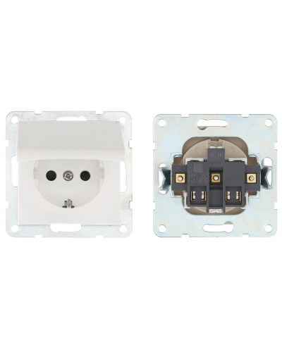 Розетка с з/к, шторками и крышкой, белый LK60 (863404-1). Розетка. Экопласт в Пушкино