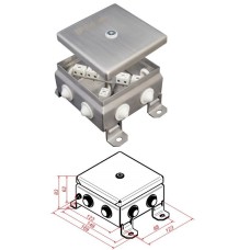 КМ-О (12к)-IP55-1212, 8 вводов, нержавейка: Коробка монтажная огнестойкая