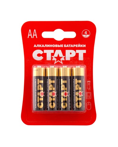 СТАРТ LR6-BL4 (1,5 В, AA, LR6), упак. 4 шт. БЛИСТЕР. Алкалиновые батарейки. СТАРТ в Пушкино